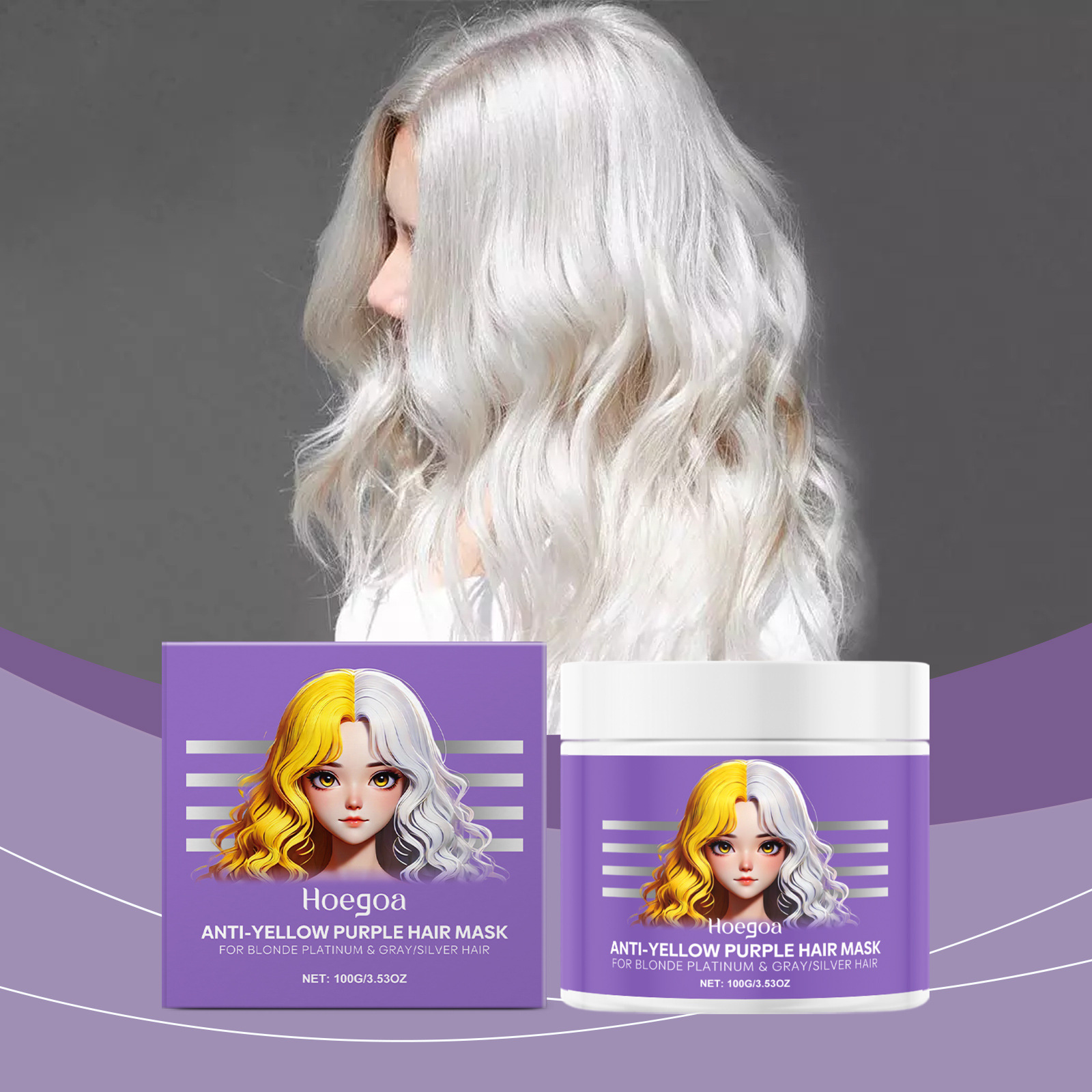 Purple Toning Shampoo - Purple Hair Mask Cover Gray Hair