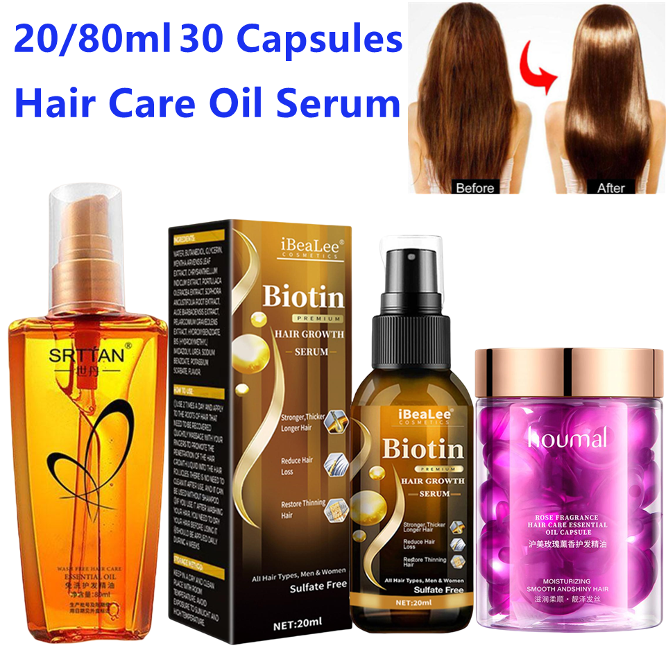 20/80ml 30 Capsules Biotin Hai - đánh giá và giá Hair Care Essence Oil Spray
