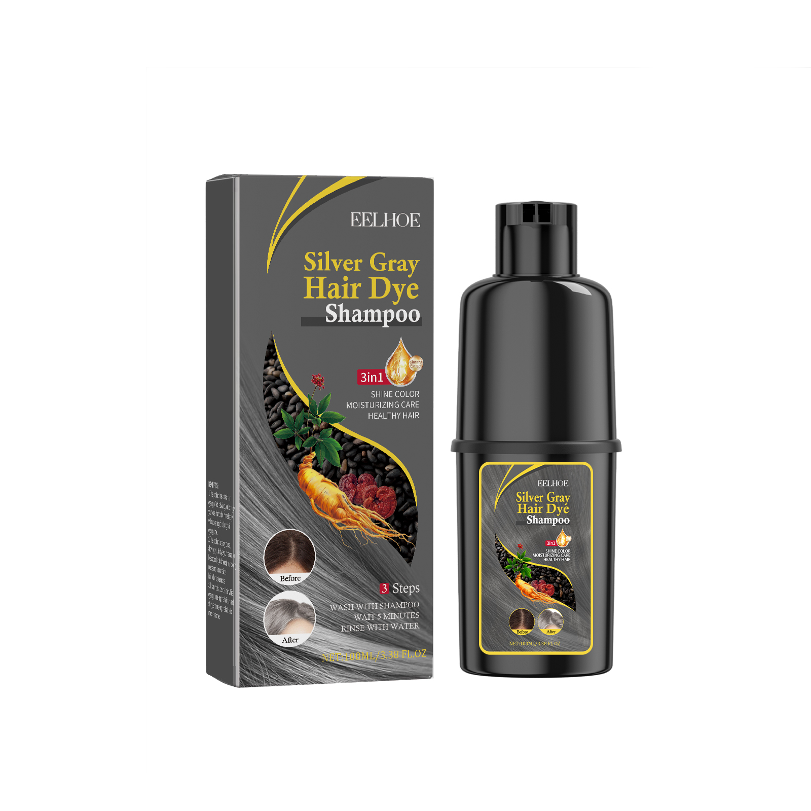 Black Hair Dye Shampoo (Silver - đánh giá và giá Purple Toning Shampoo